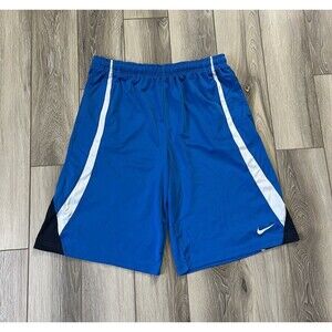Nike Dri-Fit Blue/White Running Athletic Shorts Mens Sz Large Pockets Stretch